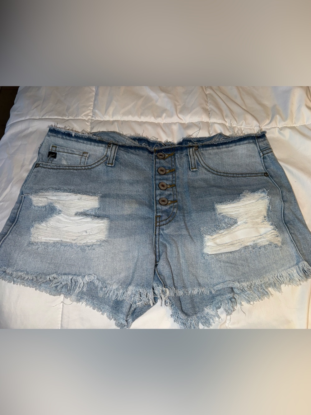 KanCan Light Blue Distressed Denim Shorts
